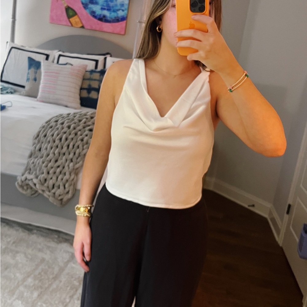 Do+Be Cowl Neck Tank - White